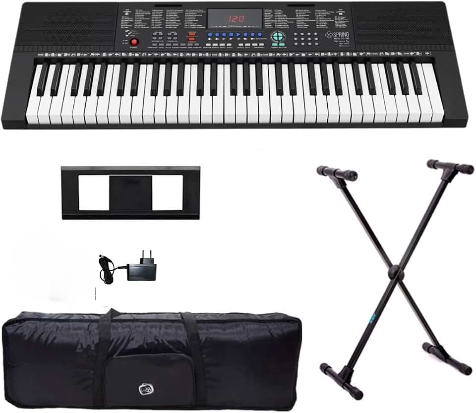 Teclado Musical Spring Tc-161 Com Capa Fonte E Suporte