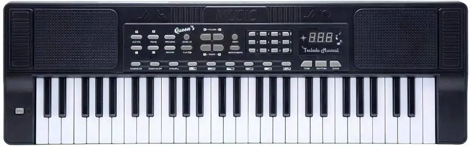 Teclado Musical Queen's de 54 Teclas, para Iniciantes e Intermediários, Preto