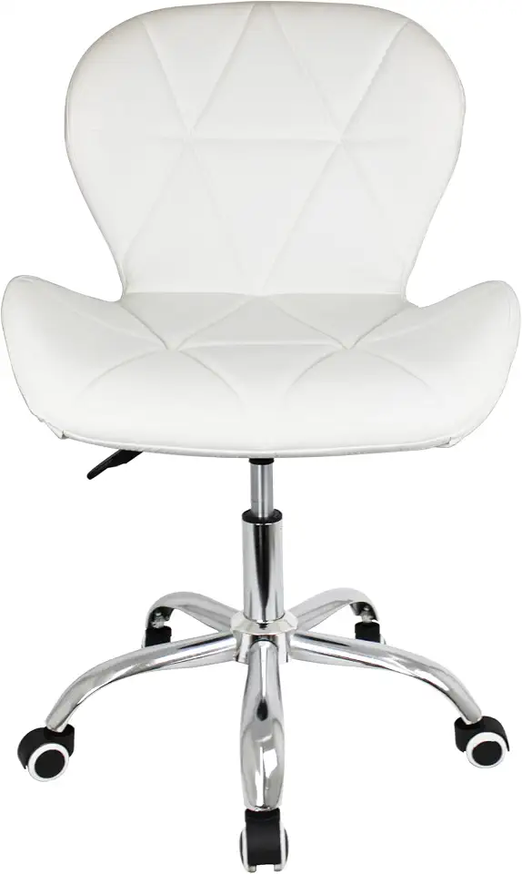 Cadeira Escritório Eiffel Slim Home Office Evolux Base Giratória com Rodinhas em Couro Sintético na Cor Branca