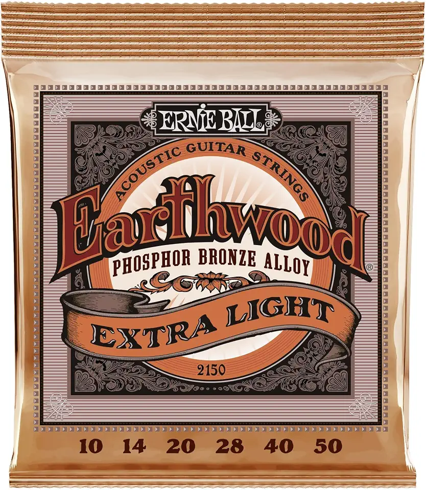 Encordoamento 010-050 Ernie Ball P02150 para Violão Aço, Earthwood Tensão Extra Leve, Phosphor Bronze