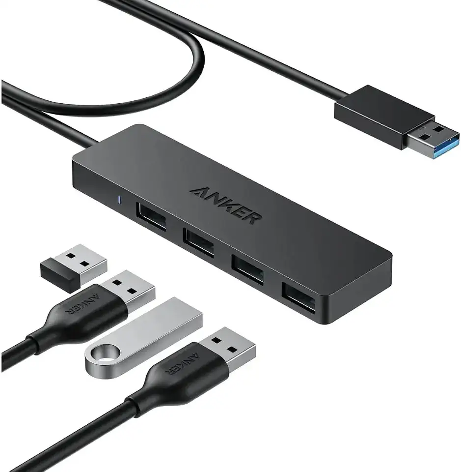 Hub USB 3.0 de 4 Portas Anker, Transferência de Dados 5 Gbps, Design Ultrafino, Compatível com MacBook, iMac, Surface, HDD, e Mais (USB-A, 60 cm)