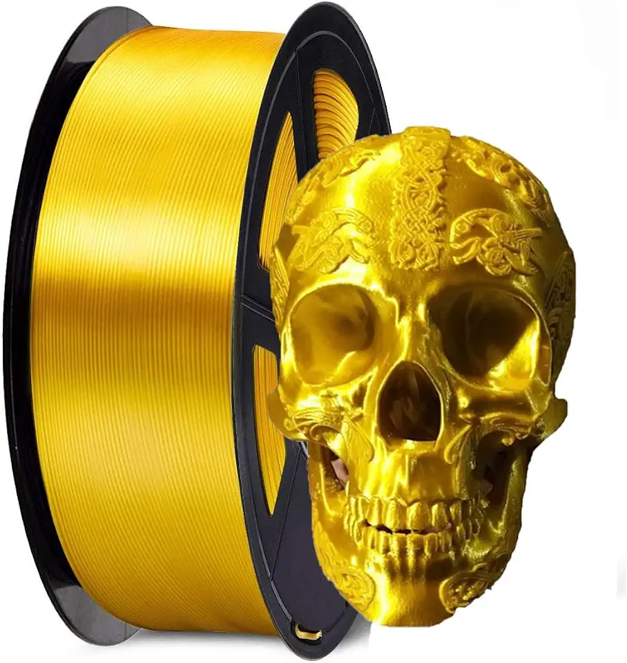Filamento PLA de seda 1,75 mm, filamento de impressora 3D, precisão dimensional +/- 0,02 mm, impressão com a maioria das impressoras 3D FDM, ouro