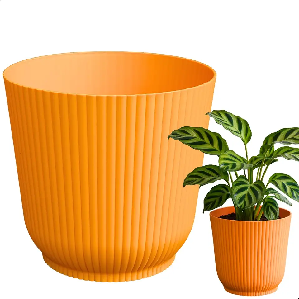 Cachepot Talin Mostarda 2,5L 16cm x 15cm de Polipropileno Duro e Resistente, Compativel com Sistema Autoirrigável - Vaso Decorativo Elegante para Plantas - Top Garden