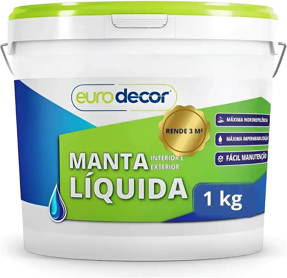 Euro Decor Manta Líquida 1Kg Impermeabilizante para Interior e Exterior, Alta Resistência, Máxima Impermeabilização, Fácil Manutenção (Crômio)