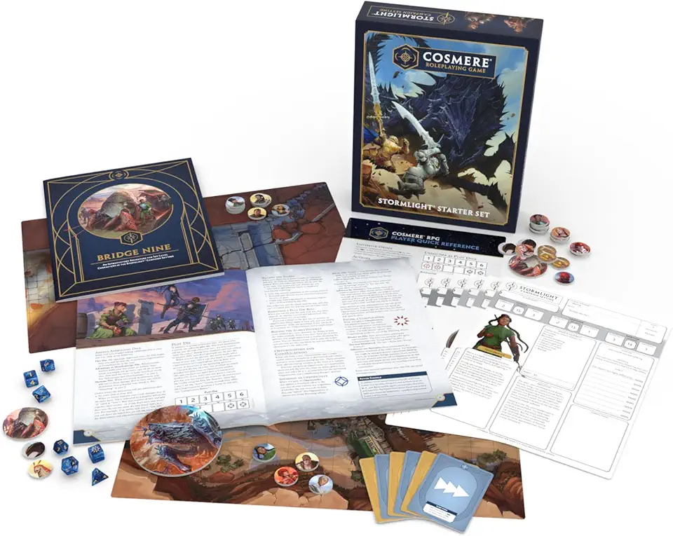 Cosmere RPG – Conjunto para iniciantes Stormlight, kit completo de RPG de mesa da Brotherwise Games |Perfeito para maiores de 13 anos | 1 a 6 jogadores | Meias de aniversário e Natal