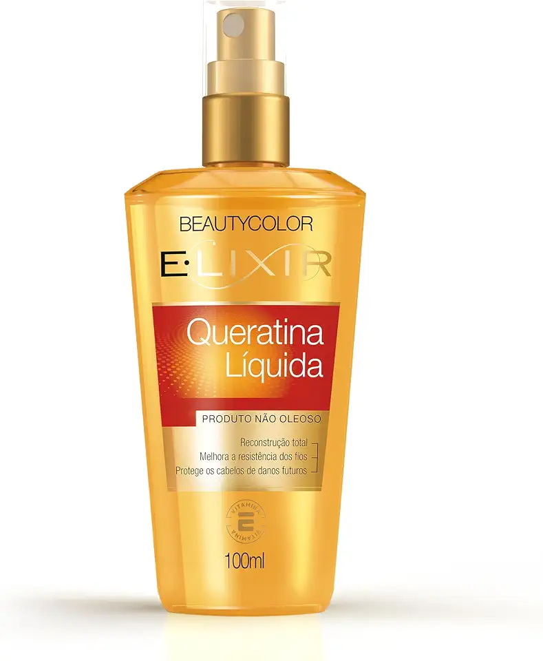 Queratina Líquida E.lixir 100ml – Reconstrução Inteligente, Maleabilidade e Brilho Saudável – Repõe a Massa Capilar e Fortalece os Fios – Para Cabelos Enfraquecidos ou Danificados – Beauty Color