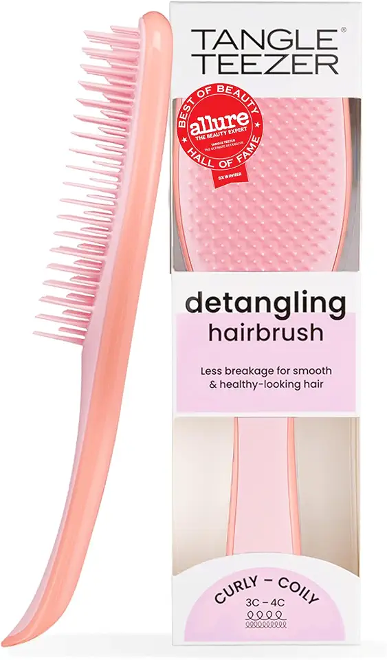 Tangle Teezer - Escova de cabelo desembaraçadora The Wet Detangler para texturas grossas a crespas. Ideal para o uso em fios úmidos Cor: Mango Pink