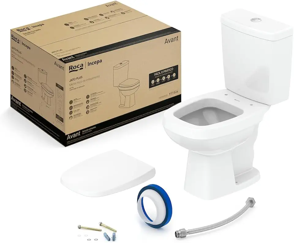 Kit de Bacia com Caixa Assento PP com Queda Amortecida e Complementos de Instalação Avant