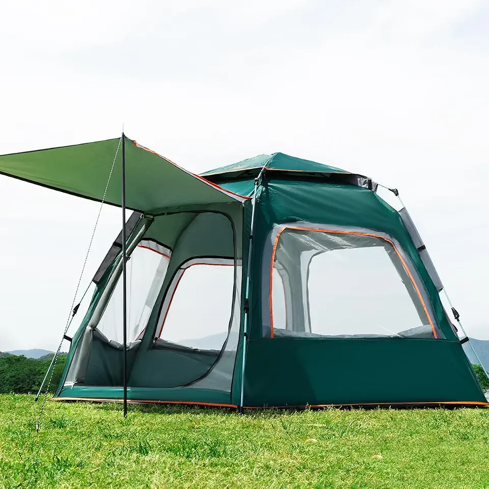 New Hawaii Barraca Pop-Up Automática 6-8 Pessoas, Impermeável, Montagem Rápida, Proteção UV e Insetos, Inclúi Estacas,Grande Espaço 280x280x160cm