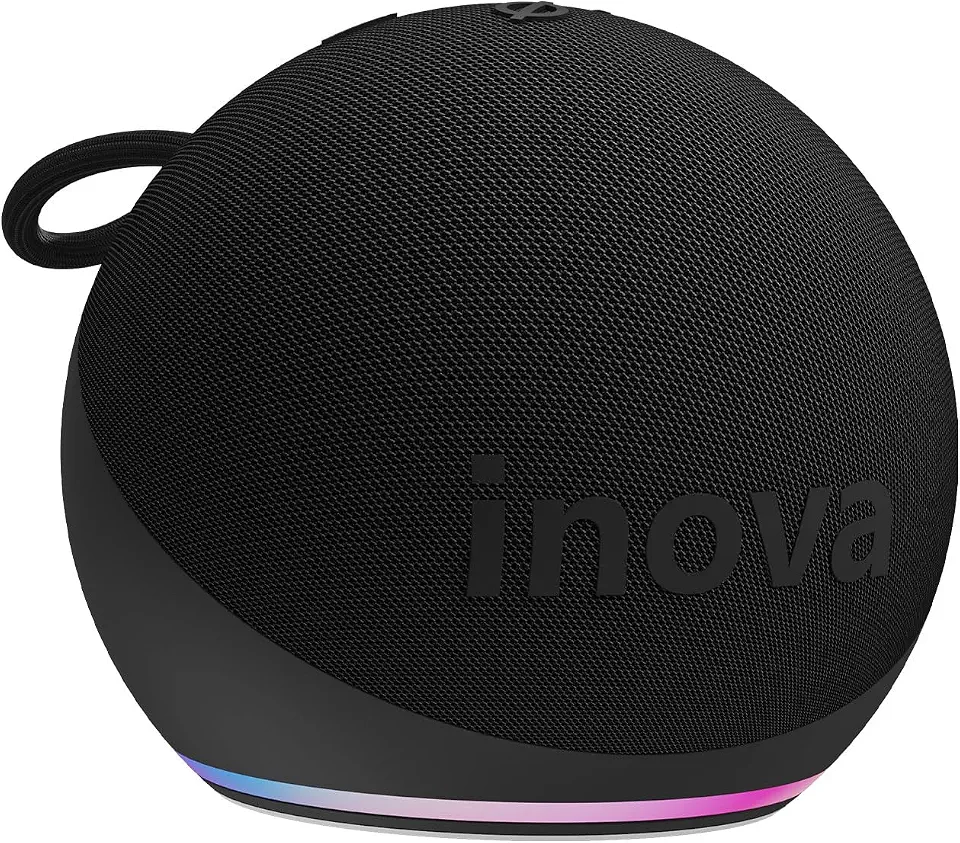 Caixa de Som, INAVA, Melhor Alto-Falante Portátil Bluetooth com Som até Hoje, Graves e Agudos Surround 360°, 20 Horas de Duração da Bateria - Compatível com Alexa (Preto)