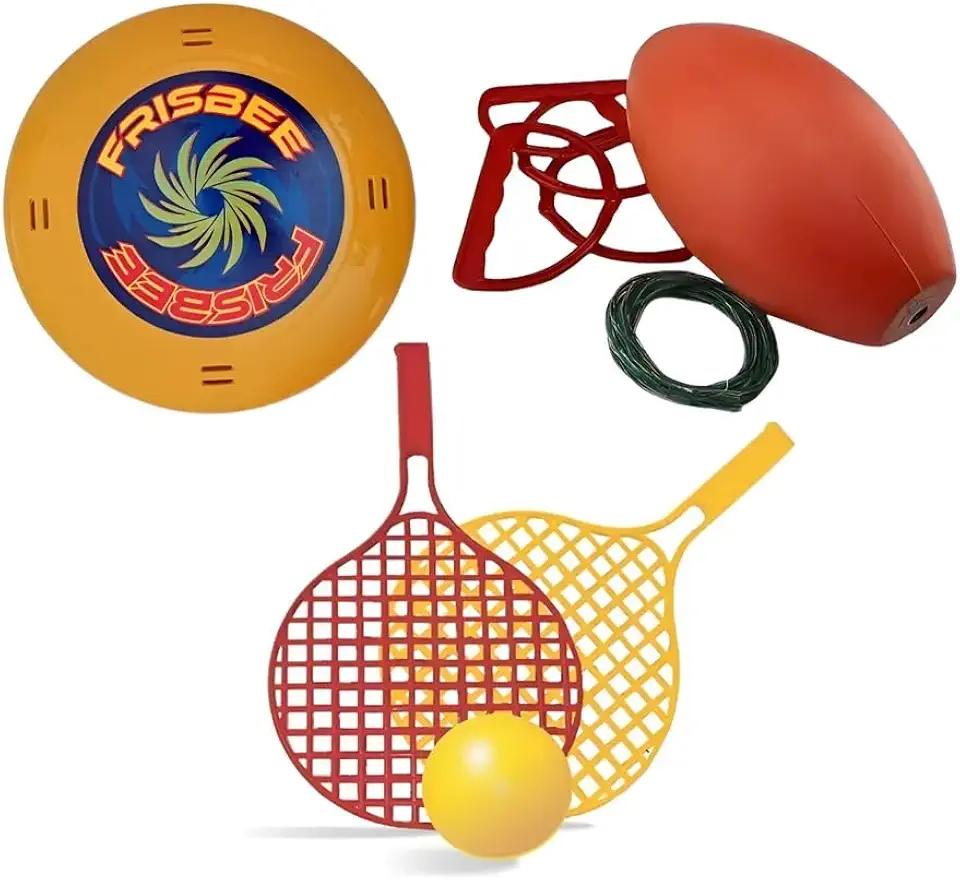 Kit Frisbee Bumerangue Brinquedo Disco + Raquete + Vai Vem