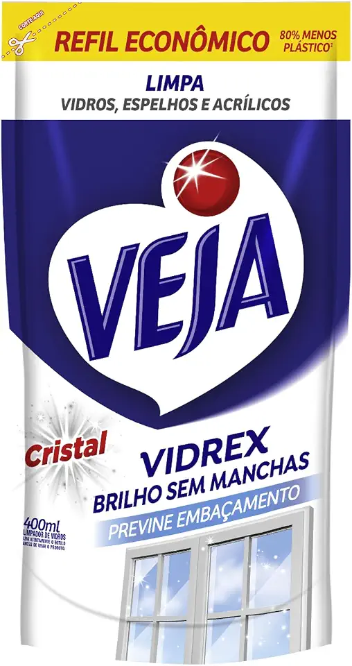 Veja Limpa Vidros Vidrex Cristal Refil 400ml