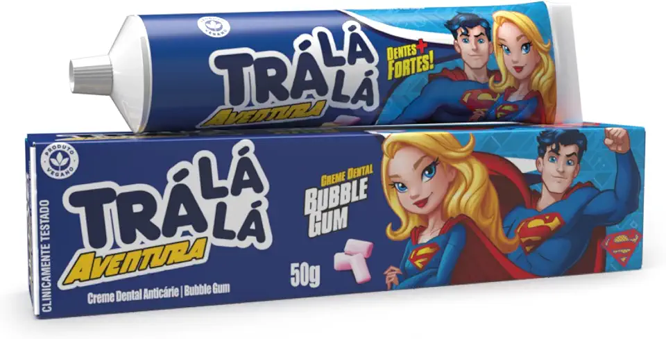Trá Lá Lá Creme Dental Liga Da Justiça Aventura Kids - Bubble Gum (50G)