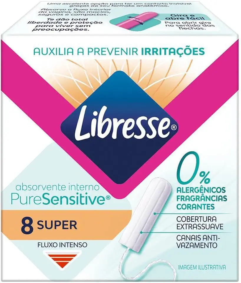 Libresse Pure Sensitive, Absovente interno Super, 8 unidades