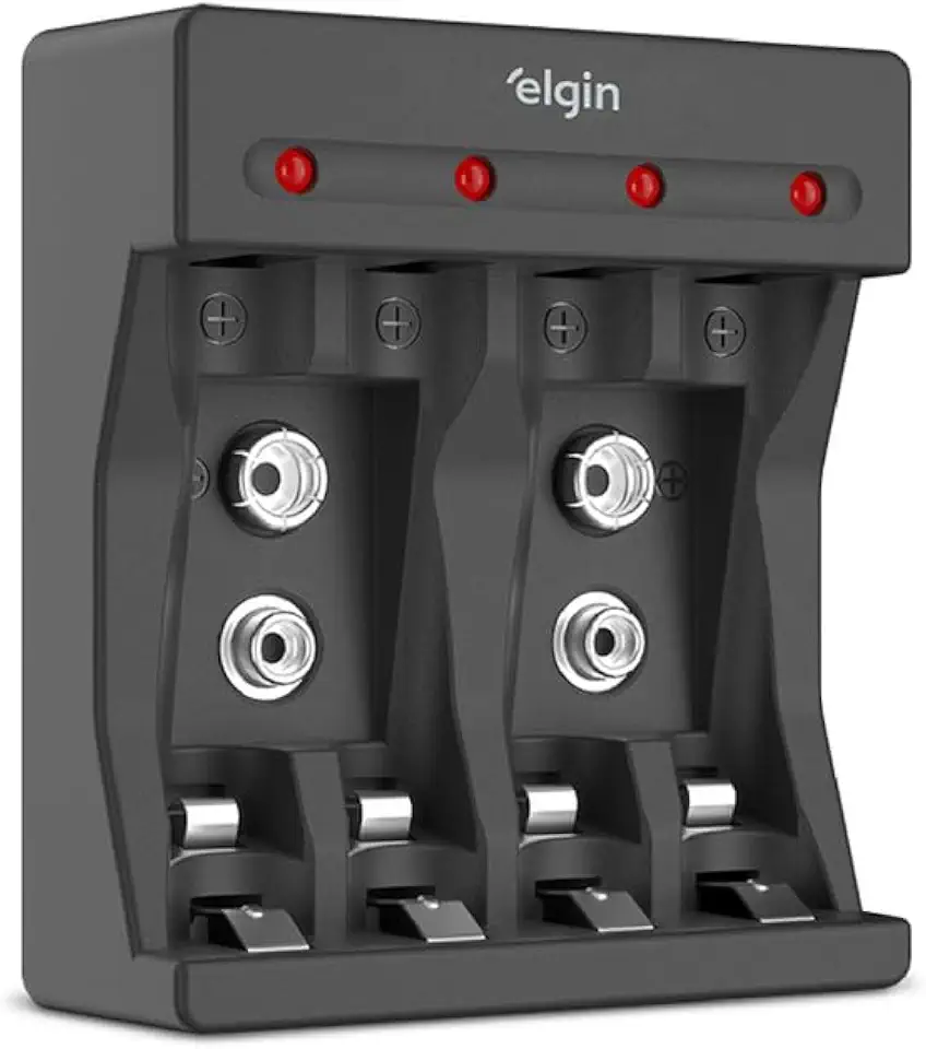 Carregador de Pilhas USB-C Elgin – Compatível com AA Comum AAA Palito Bateria 9V Bivolt