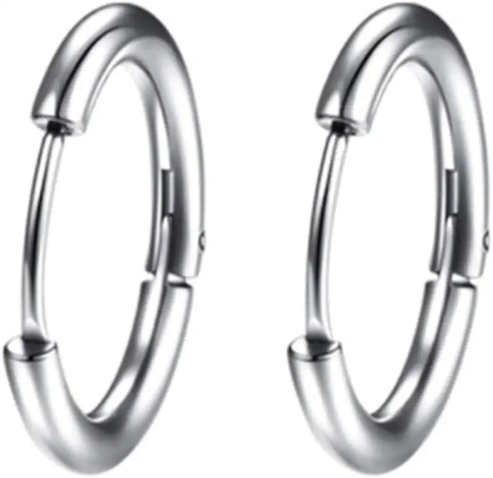 Brinco Masculino Feminino Argola Prateado Aço Cirúrgico