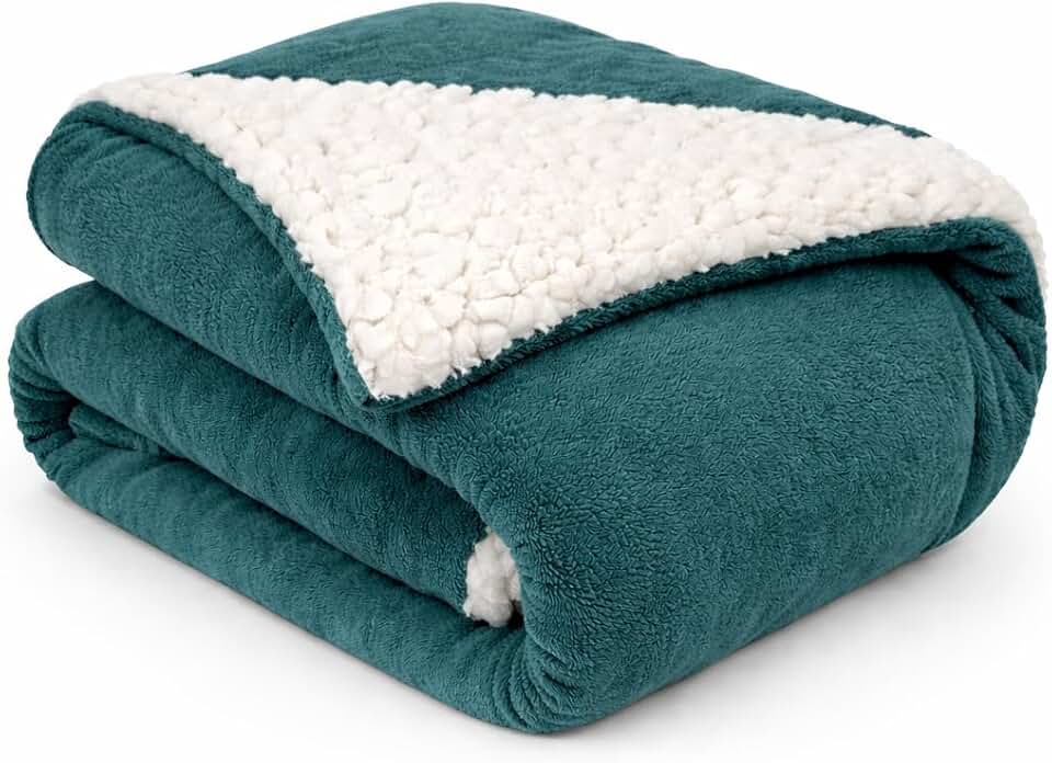 Manta Cobertor Casal Flannel Fleece 1,80x2,20m Sherpa Lã De Carneiro Toque Aveludado Super Macia Quente Ideal Para Inverno Sofá e Cama Conforto Térmico Premium (Verde)
