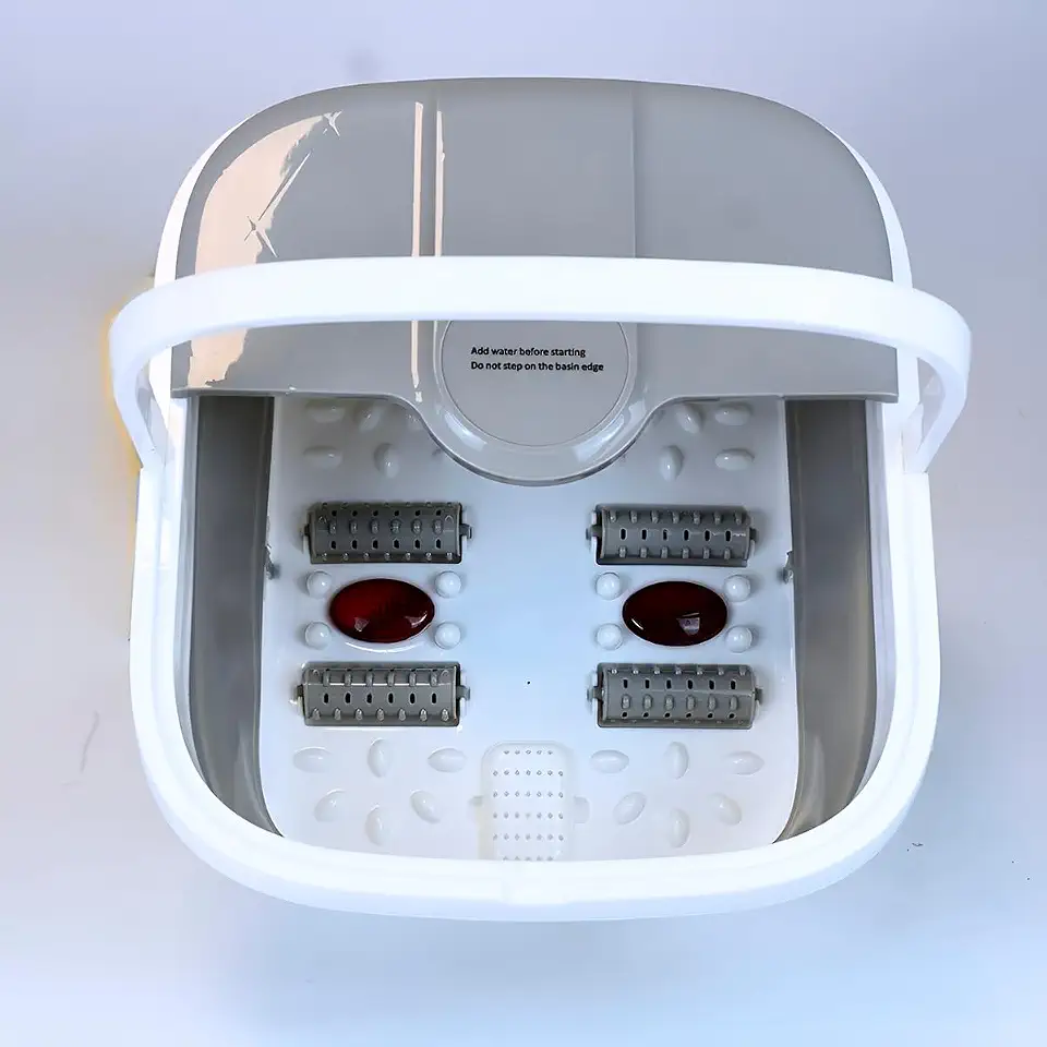 Spa para Pés Elétrico Hidromassageador Cinza 110V Banheira para Pedicure com Aquecimento Infravermelho 4 Rolos Massageadores Massageador Relaxante para Uso Residencial e Profissional