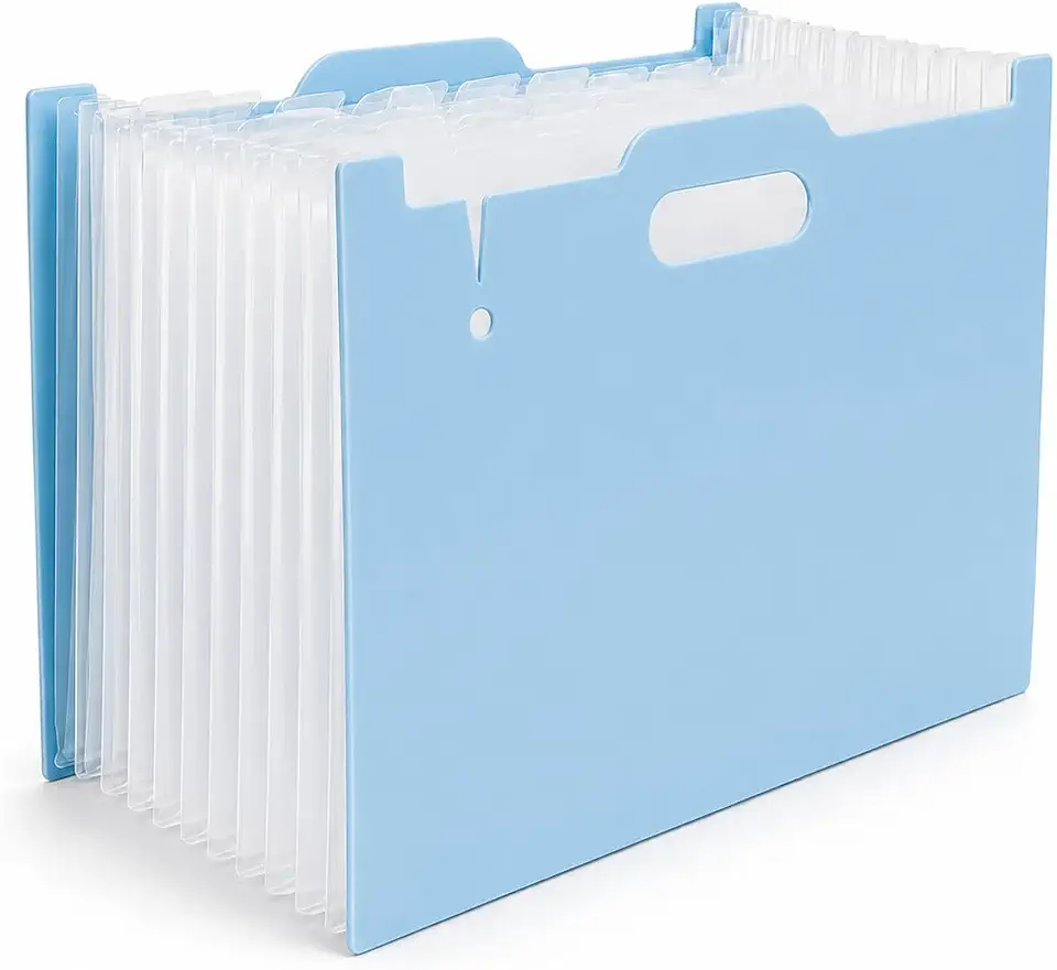 Pasta Sanfonada A4, Pasta Organizadora com 13 Divisórias Expansível, Pasta Organizador de Documentos ideal para Escola, Escritório e Uso Diário, 5 Opções de Cores (Azul)