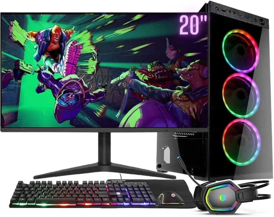 Computador Gamer Completo RGB Intel Core i5 8GB HD 500GB Kit Gamer com Headset Monitor 20" Windows 10 3green Premium