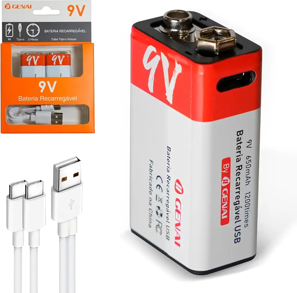 Bateria 9V Pilha Recarregavel, 650mAh Recarregável Pilha para Casa Original Kit, 2Pcs