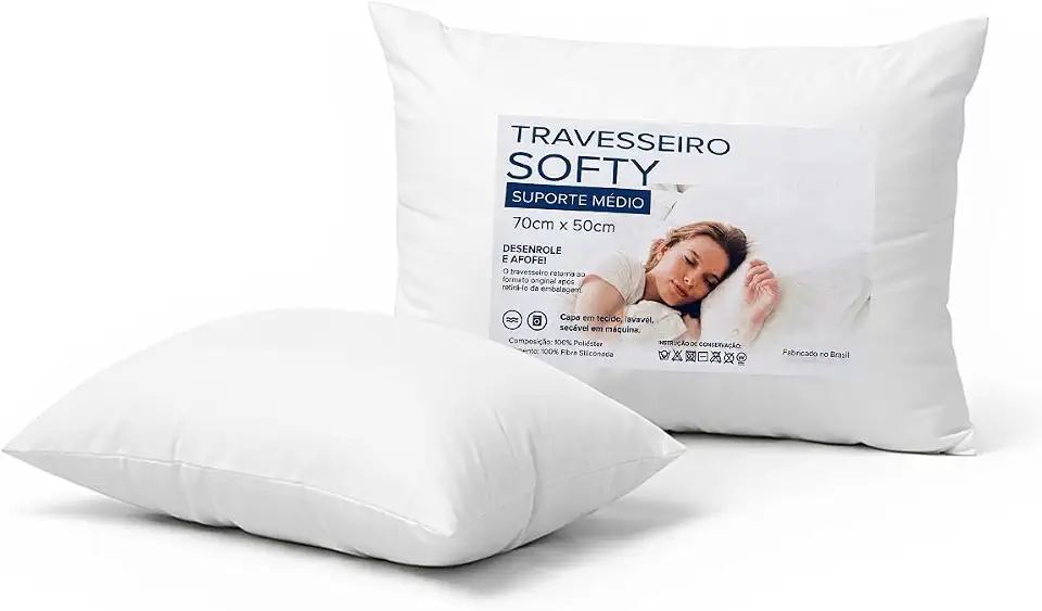 Kit 2 Travesseiros Toque De Pluma Ganso Sintetica 50x70cm Suporte Medio Extra Macio Fibra Importada Siliconada Antialergico Antiacaro Lavavel Maquina Conforto Tipo Hotel Nao Deforma Alta Durabilidade