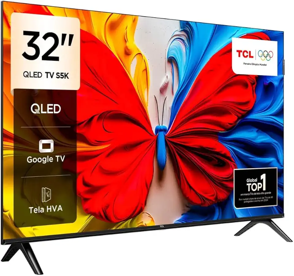 TCL, Smart TV, 32 Polegadas, HD QLED, WiFi, Bluetooth, Google TV, 2 HDMI, HDR10, Dolby Audio, 32S5K