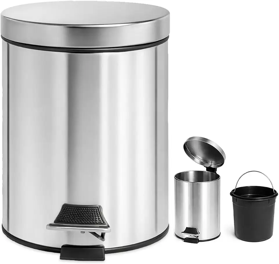 【Cozena】- Lixeira Inox com Pedal e Balde Interno – 12L | Design Moderno e Elegante para Banheiro e Cozinha