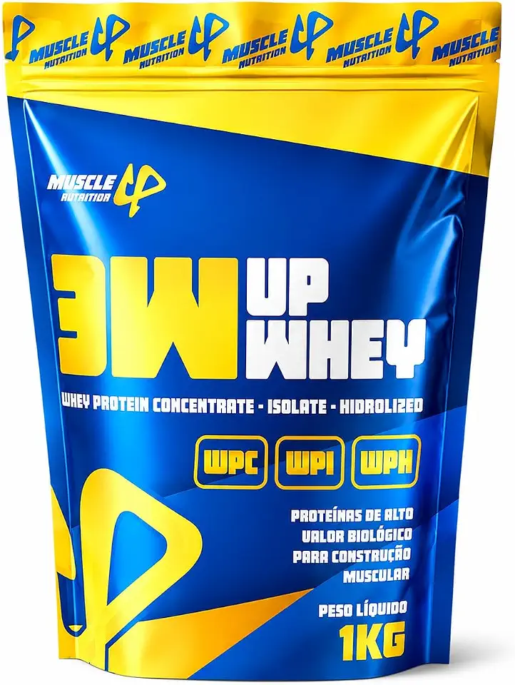 Whey Protein 3W 100% 24g De Proteína/Dose (30g) Baixo Carboidrato Sem Glúten - Muscle Up Nutrition (1kg, Creme de Avelã)