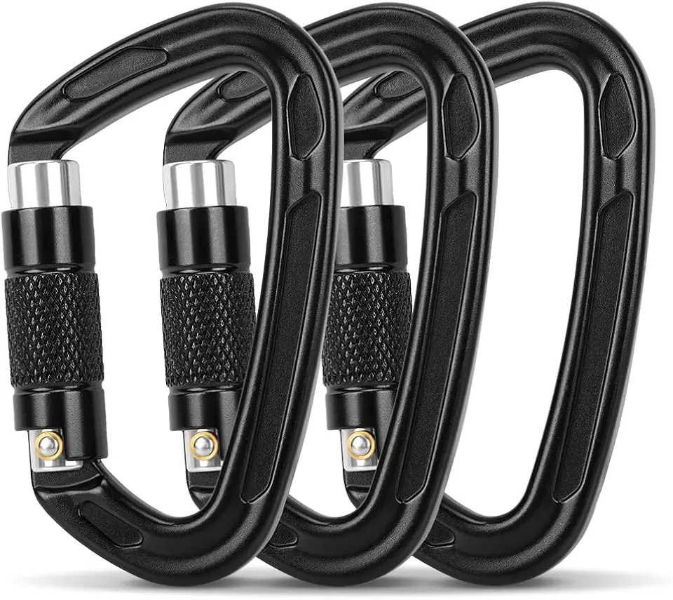 Kit 3 Mosquetão, Mosquetao, Auto Locking Climbing Mosquetão Clips, Fechadura Principal Automática do Tipo D, 25Kn Clipes De Mosquetão, para Escalada, Rapel e Montanhismo, Um Conjunto de Três