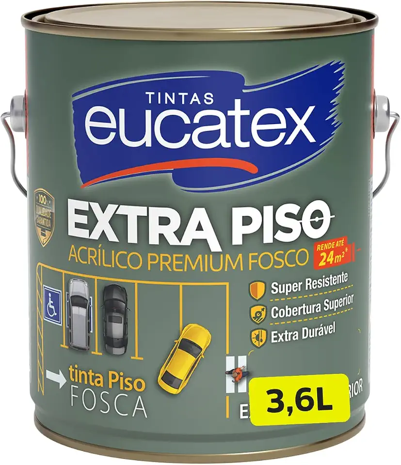 Tinta PisoPremium Alta durabilidade Resistente Eucatex Extra piso 3,6L interior exterior Cor Cinza Escuro