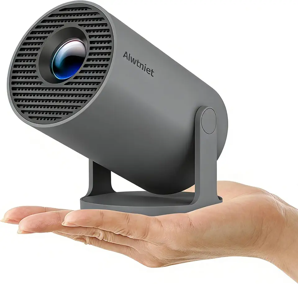Mini Projetor Portatil 5G Wifi 6 BT 5.0 Android 11, Projetor 4K 1080P Full HD Suporte 8000 Lumens, Projetor Led Auto de Correcção Trapezóide Horizontal, 180°Girável Projector para Telefónico