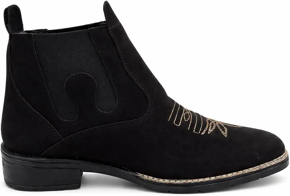 Botina Masculina Texana Country Cano Curto Elástico Lateral Bordado Estilo Western Trabalho Agro Rodeio