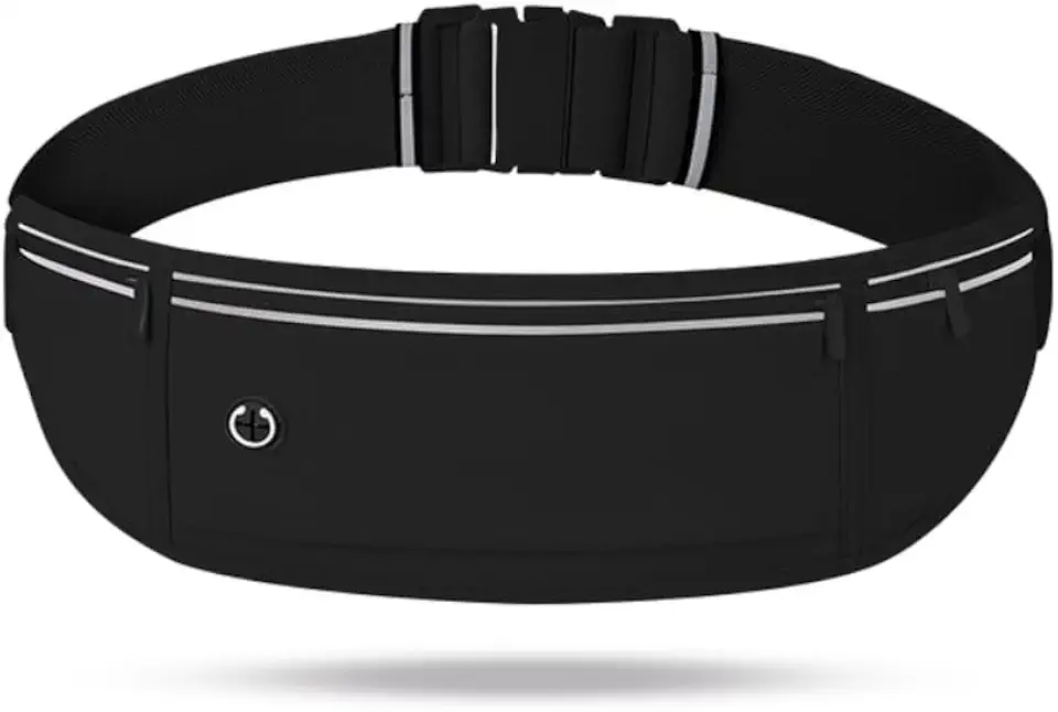 Pochete Esportiva Slim para Corrida e Academia – Porta Celular de Cintura Ajustável (Preta)