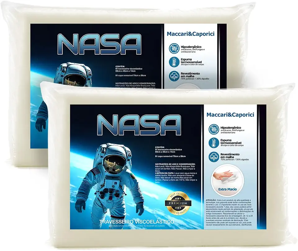 Kit 2 Travesseiro Nasa Premium para fronha 50cmx70cm 14cm de Altura e Espuma 100% Viscoelástica (2)