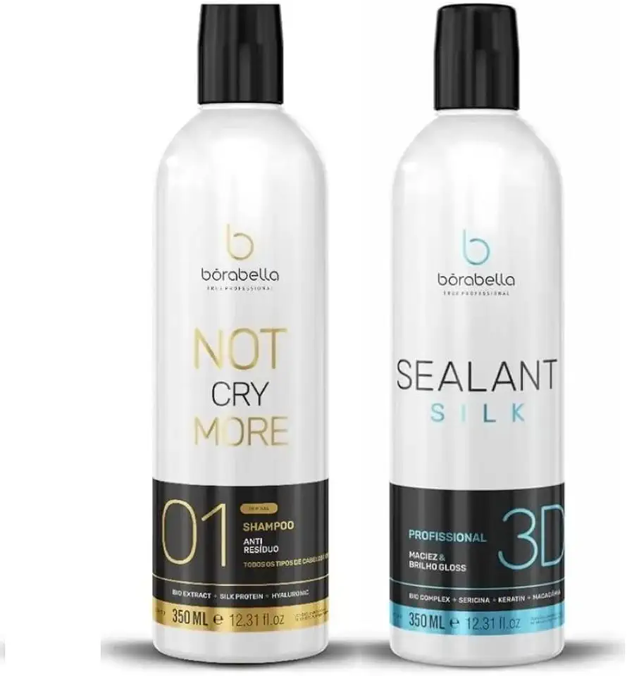 Progressiva Sem Formol Borabella Selagem 3D - Alisamento Potente, Redução de Volume e Brilho Espelhado - Kit 350ml + Shampoo Antirresíduos