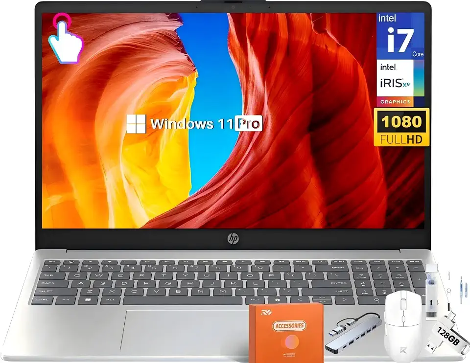 HP Laptop com tela sensível ao toque FHD de 15,6 polegadas, Intel 10-Core i7-1355U (até 5,0 GHz), 32 GB de RAM, SSD de 1 TB