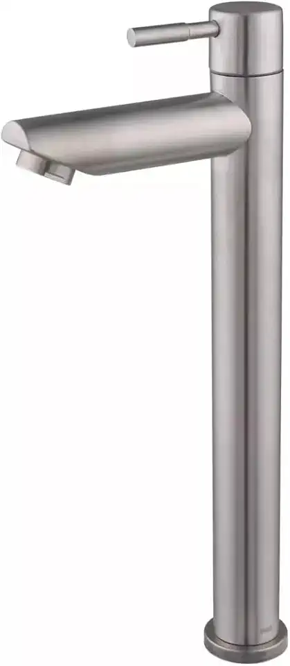 Torneira Banheiro Lavabo 1/4 De Volta Bica Alta Aço Inox 304 Escovada Para Cuba De Apoio