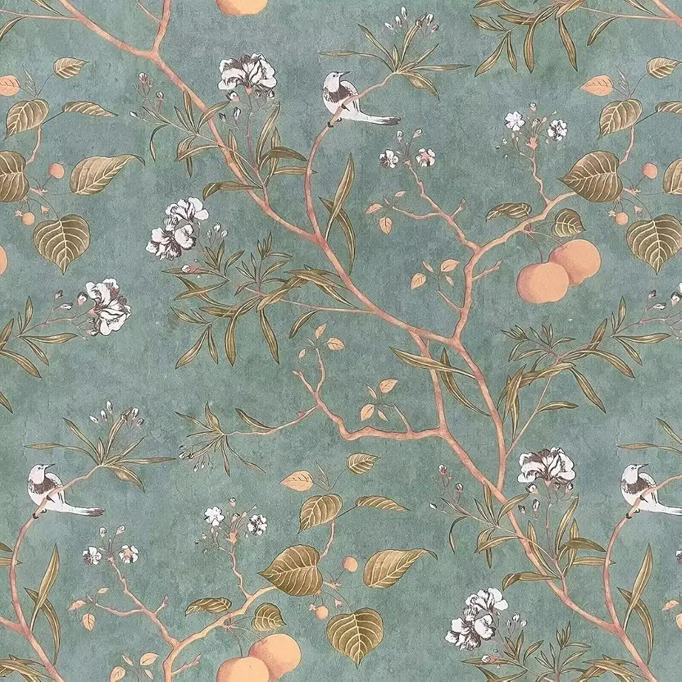 Inova Papel de Parede Adesivo Floral Lavável Flor Adesivo Rolo 5 Metros (Galhos)