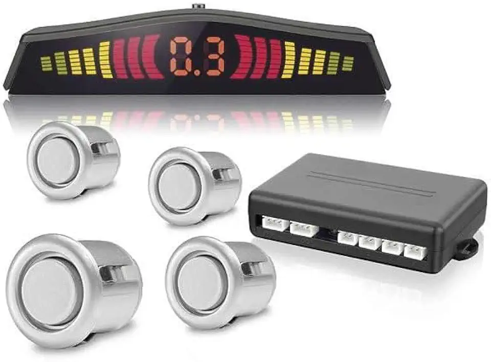 Kit Sensor Estacionamento Ré Universal Preto 4 Pontos Sonoro (Sensor Prata)
