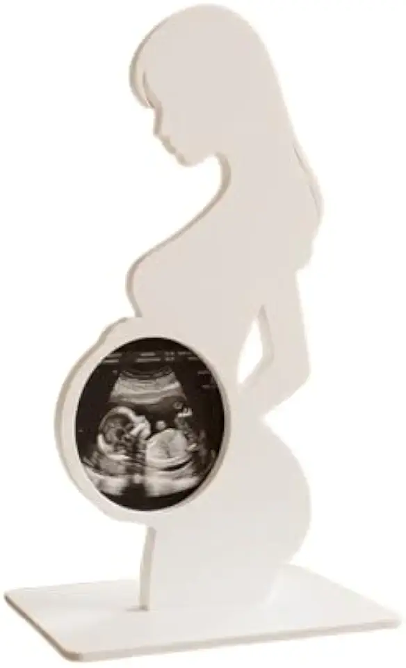 Porta-Retrato Silhueta de Gestante para Ultrassom do Bebê, Decorativo, Branco