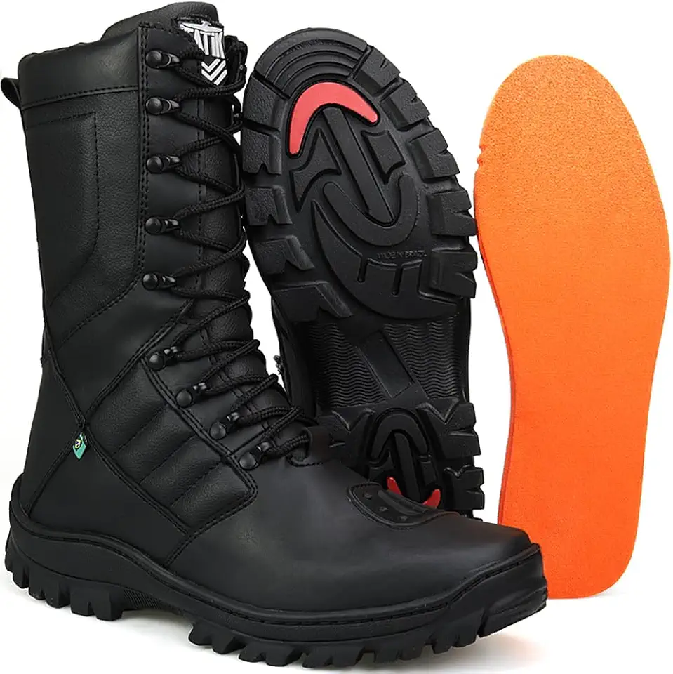 Bota Coturno Militar Tático Com Ziper Ajustável Palmilha Confort Motors