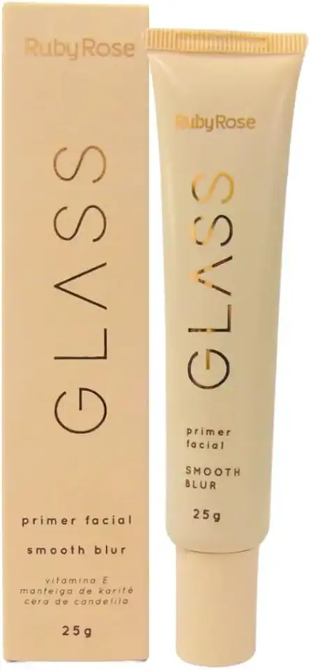Ruby Rose Primer Facial Glass Smooth Blur, Efeito Blur, Minimiza Poros, Acabamento Natural, Creme, HB352