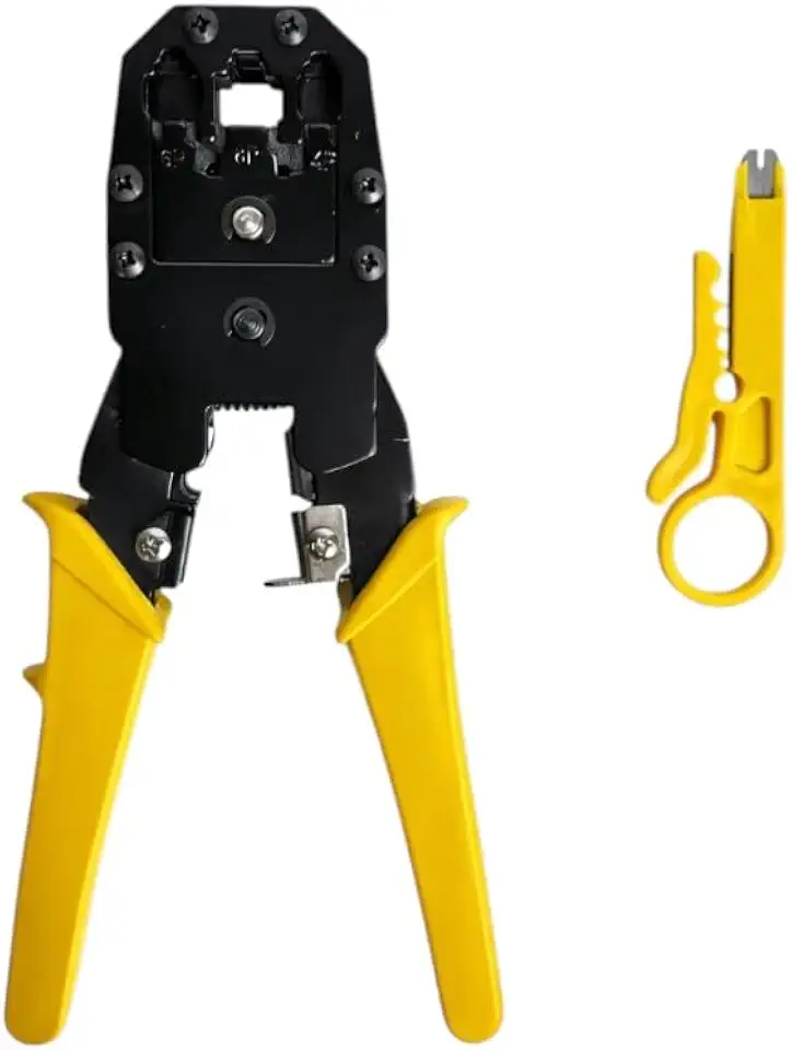Alicate de Crimpar RJ45/ RJ11/ RJ12 para Terminal de Cabo de Rede – Crimpagem, Corte e Decapagem com Chave Keystone Incluída