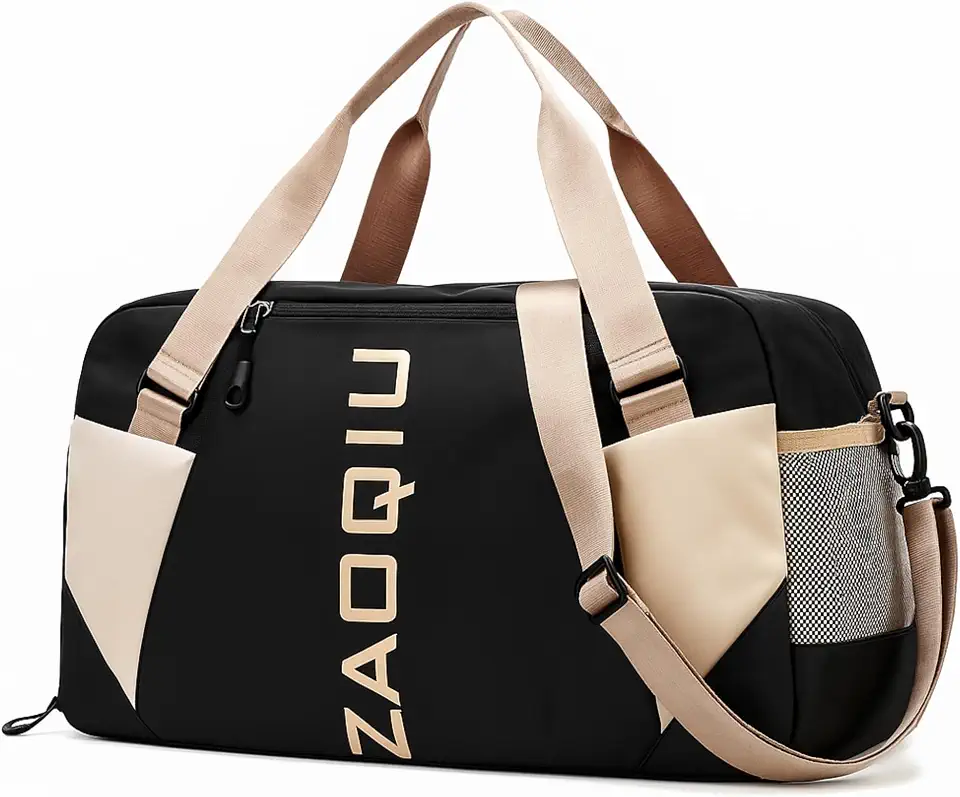 Bolsa De Mão Mala Viagem Academia Grande Avião Bordo 10kg Alça Ajustável Área Molhada Área Seca Compartimento Tênis (Preto)