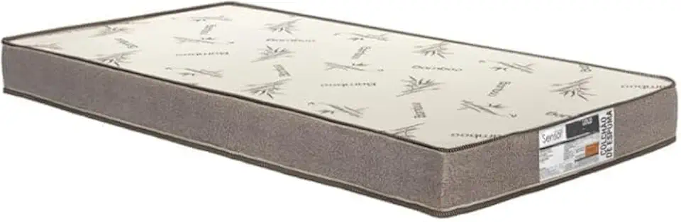 Colchão Solteiro Sensor Marrom, Estampa Desenhos de Bambu, Confortável para Quarto Tecido Liso e Espessura Firme (78cm D20)