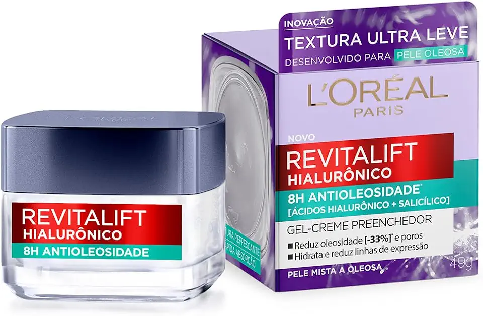 L'Oréal Paris Revitalift Hialurônico, Creme Facial Anti-Idade Noturno com Ácido Hialurônico, Preenche Linhas de Expressão, Hidrata Intensamente e Tonifica a Pele, 49g