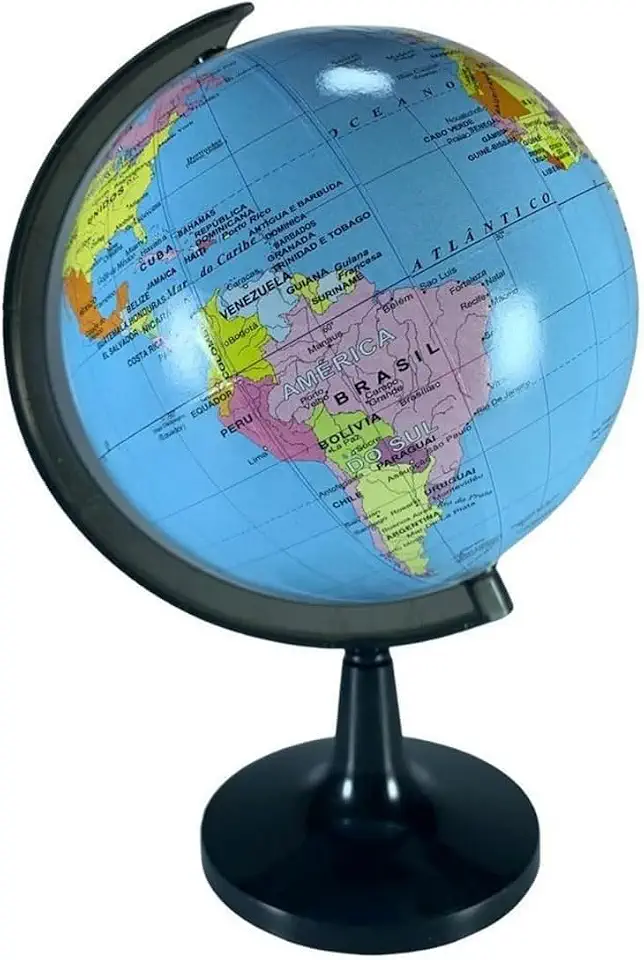 Globo Terrestre Giratorio Mesa Mapa Mundi Político Escolar 16cm Eixo com Medidor Premium