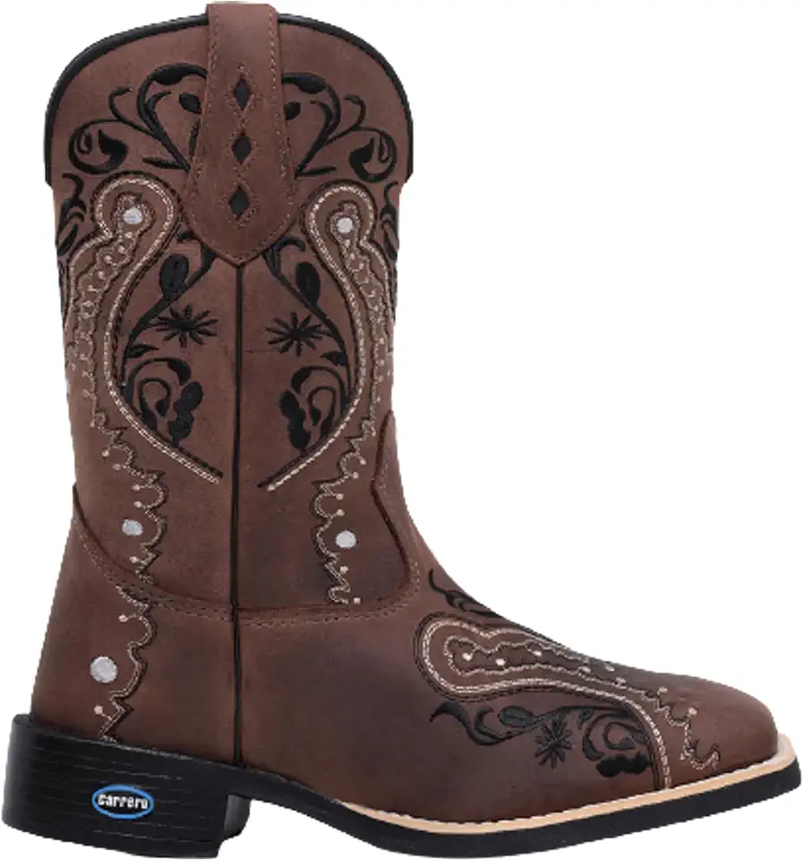 Bota Texana Feminina Country Bordada Sola de Borracha