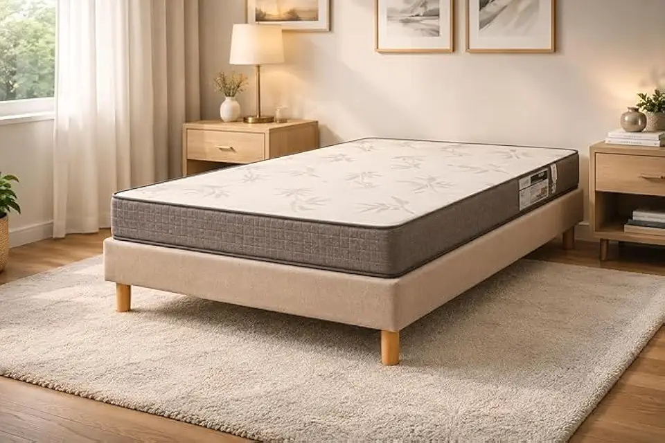 Cama box solteiro dobravel 188x78x28,5 portátil 2 módulos dividido revestidos de linho bege pés em madeira eucalipo resistente suporta até 220kg